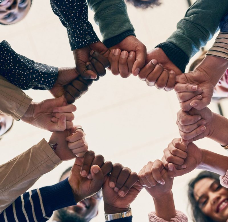 Our inner circle of friends. Low angle portrait of a group of young friends